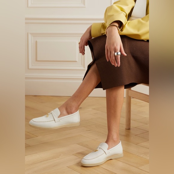 ❌SOLD❌ LORO PIANA WHITE GOLD LEATHER SUMMER CHARM LOAFER - Picture 16 of 16